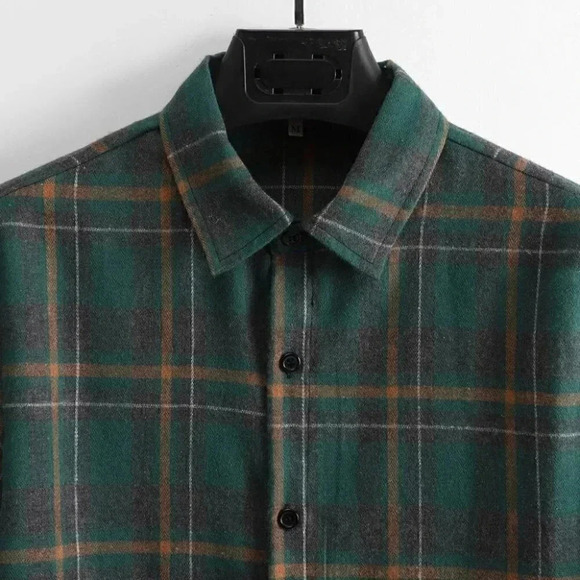 Green Mens Plaid Shirt - Picture 7 of 7